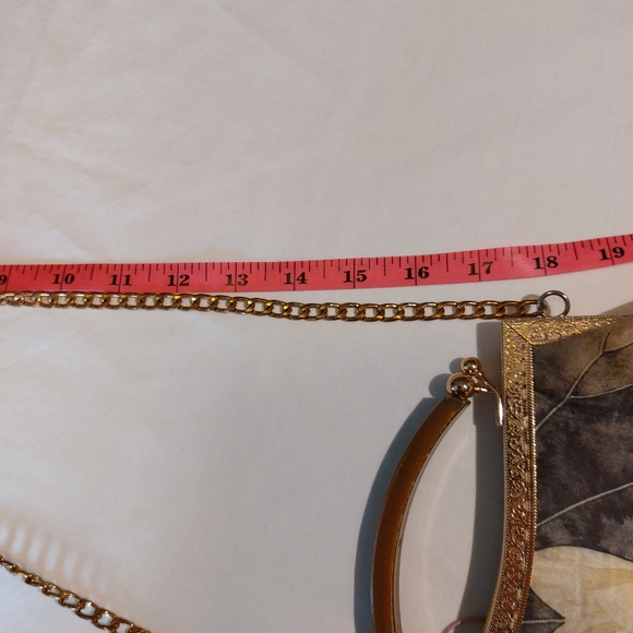 Vintage Lotus Asian Patterned Kiss Lock Women's Bag With Chain - Picture 15 of 15